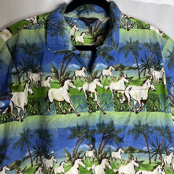 Roper Western Short Sleeve Button Up Wild Horses Size Large - Picture 2 of 5